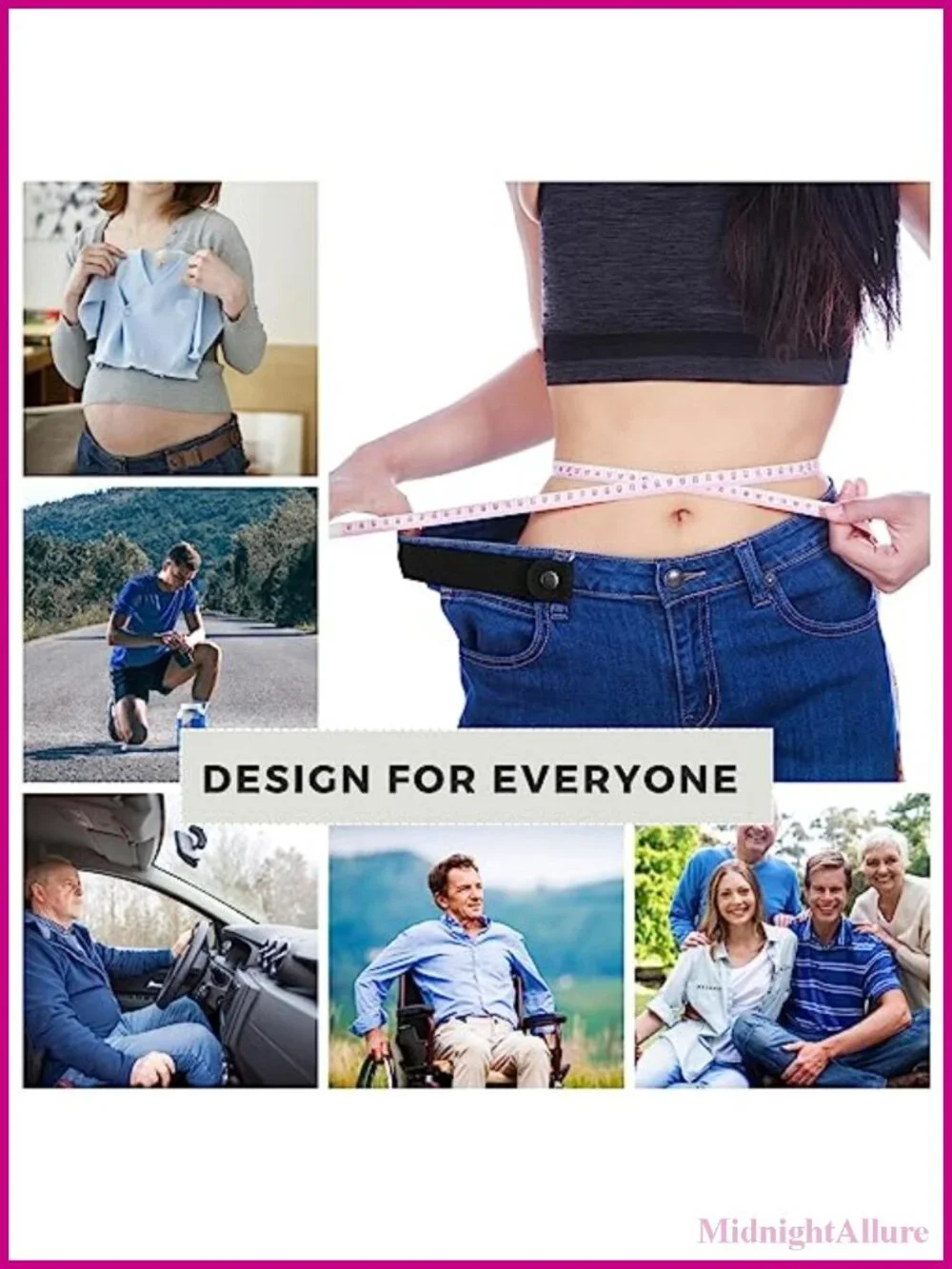 Buckleless Elastic Stretch Belt Adjustable Invisible Belt for Jeans Pants
